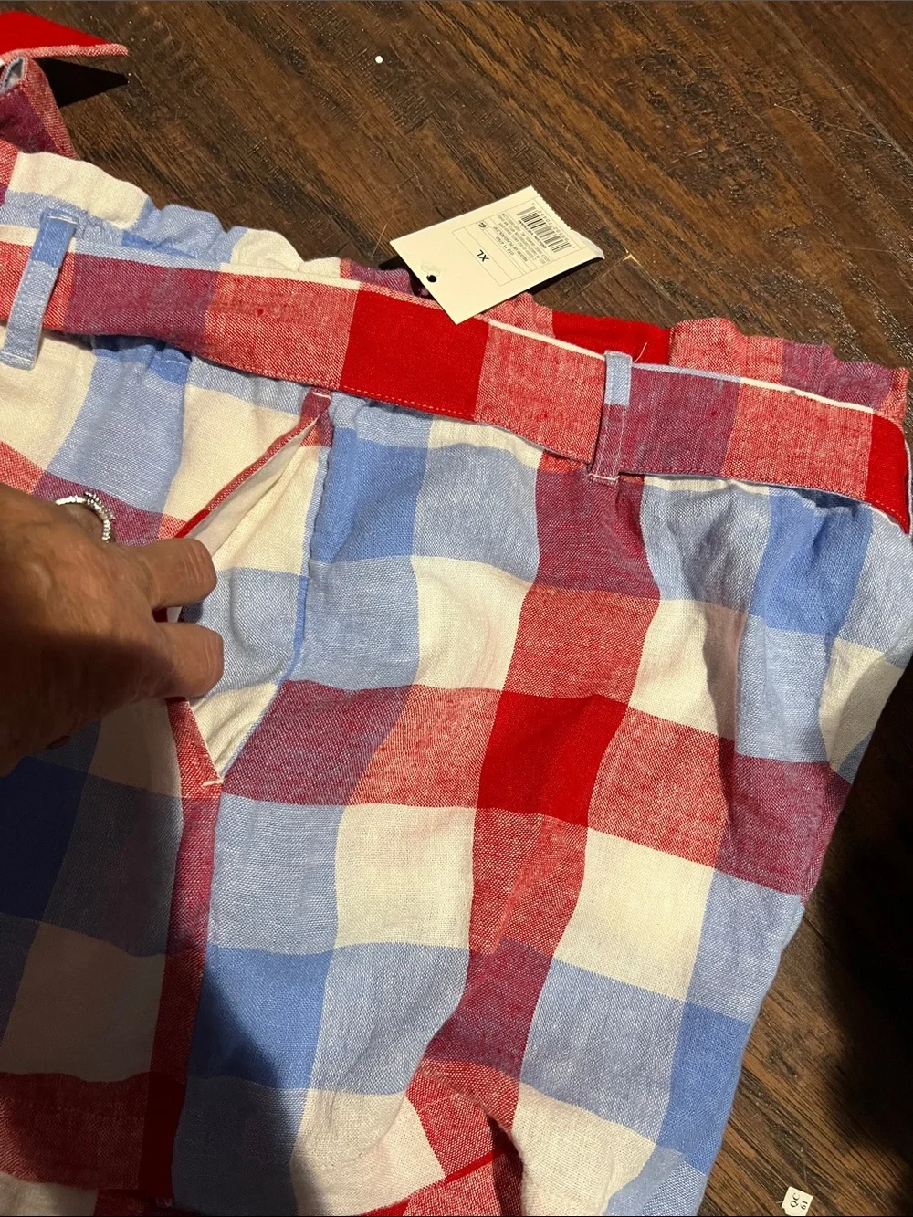 a new day Red, Blue & White Gingham Tie-Waist Shorts - Picture 2 of 3